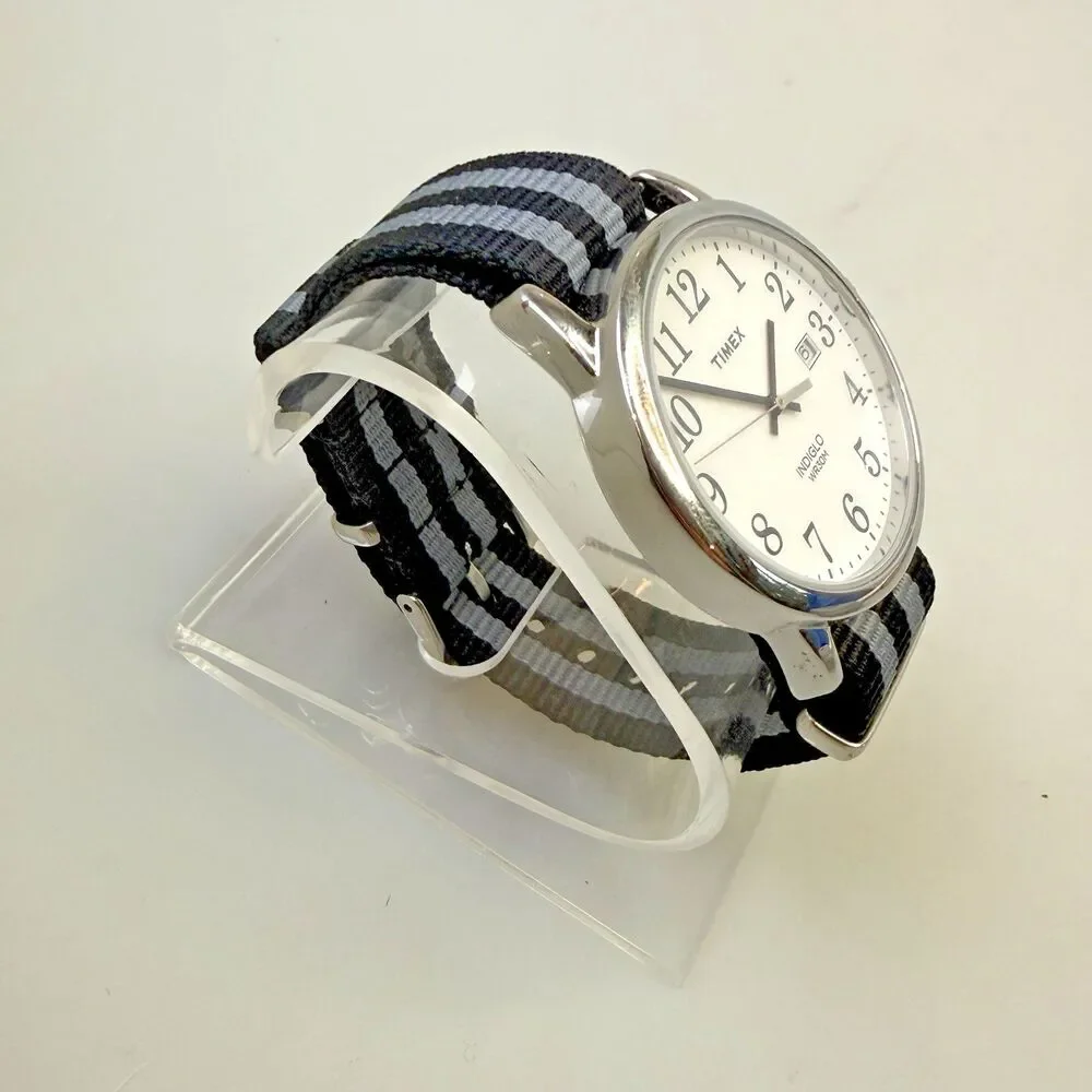 TIMEX Men's TW2P81300 Easy Reader Indiglo White Dial 38mm 2 Bands EUC
